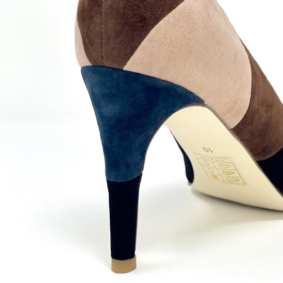 🆕 Billy Ella Patchwork Heel Size 10 Suede Leather Pointed Toe Colorblock Pump - Picture 10 of 13